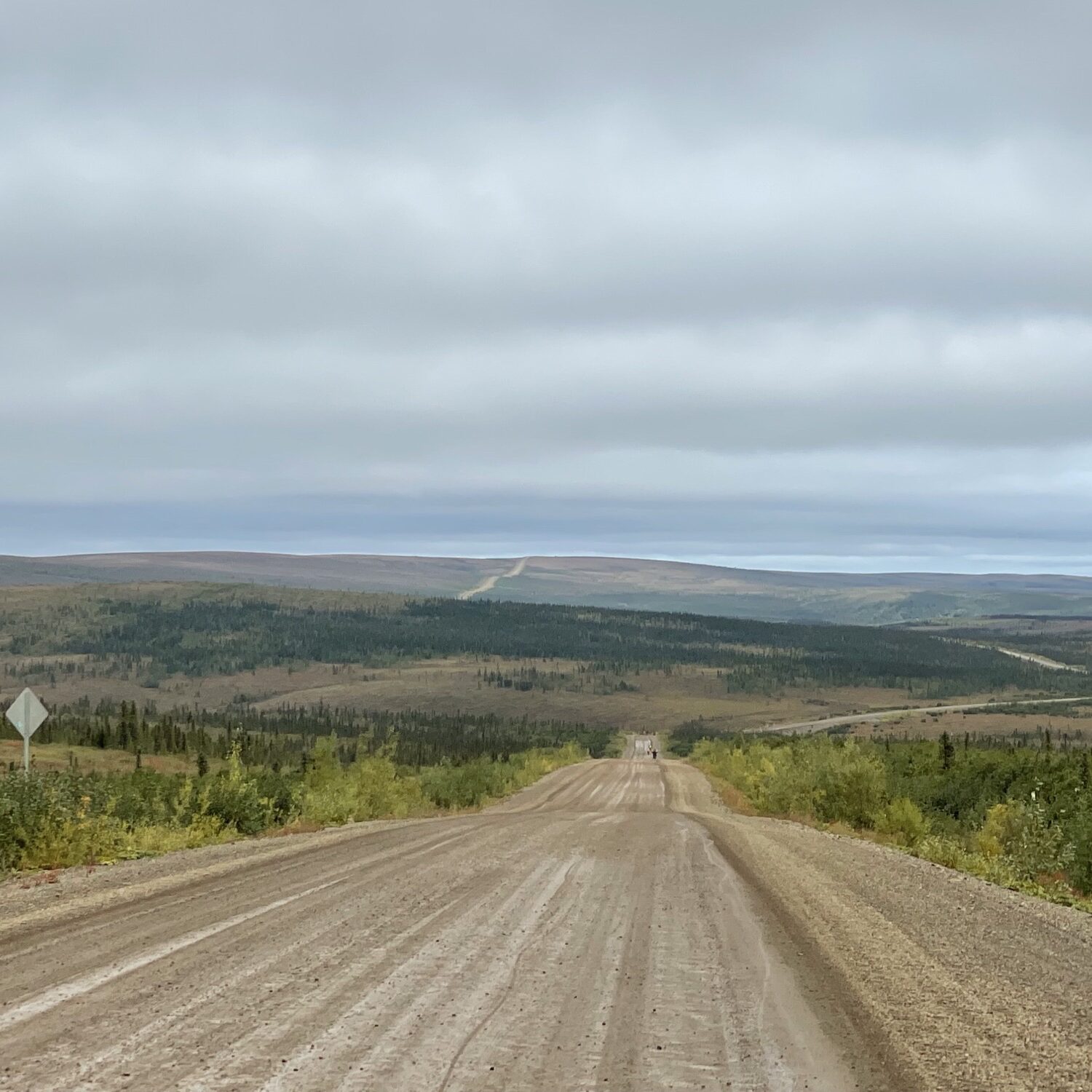 Dempster Highway on a cloudy grey day.