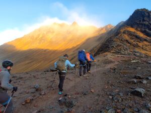 The Test Your Limits team on an early morning hike.